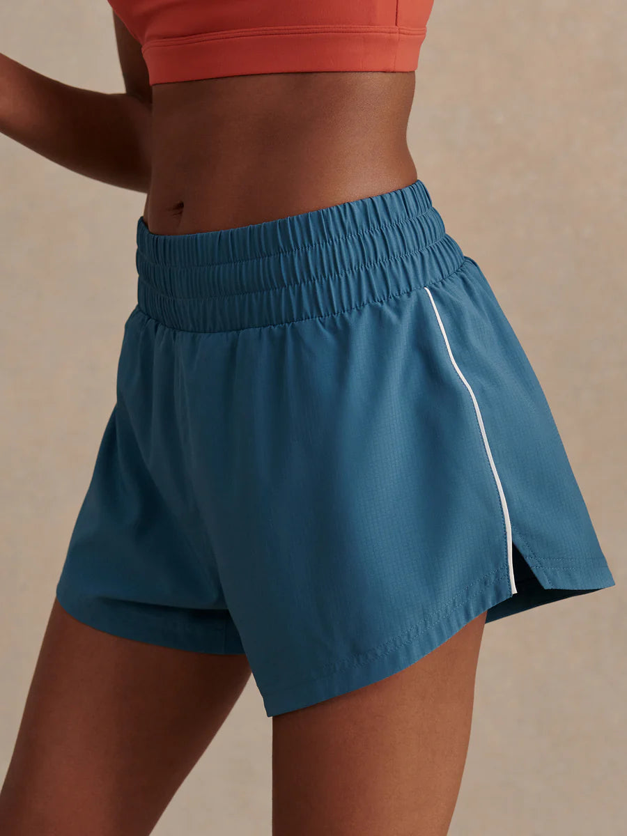 Varley Kallin Piped Running Short 3", Mallard Blue