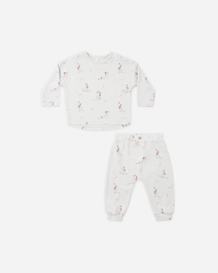Rylee + Cru Long Sleeve Tee + Pant Set, Dalmation