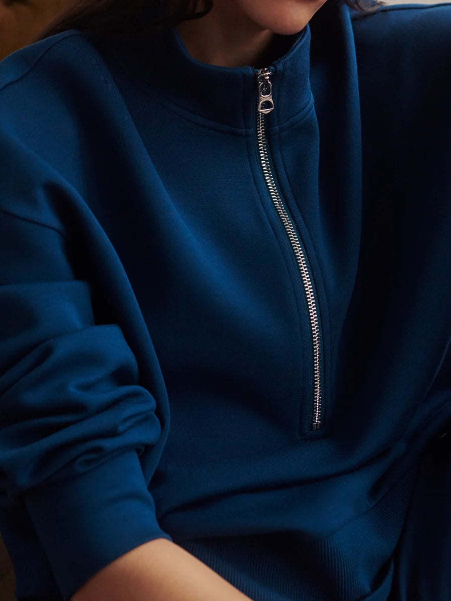 Varley Mavis Mock Neck Sweat, Sea Blue