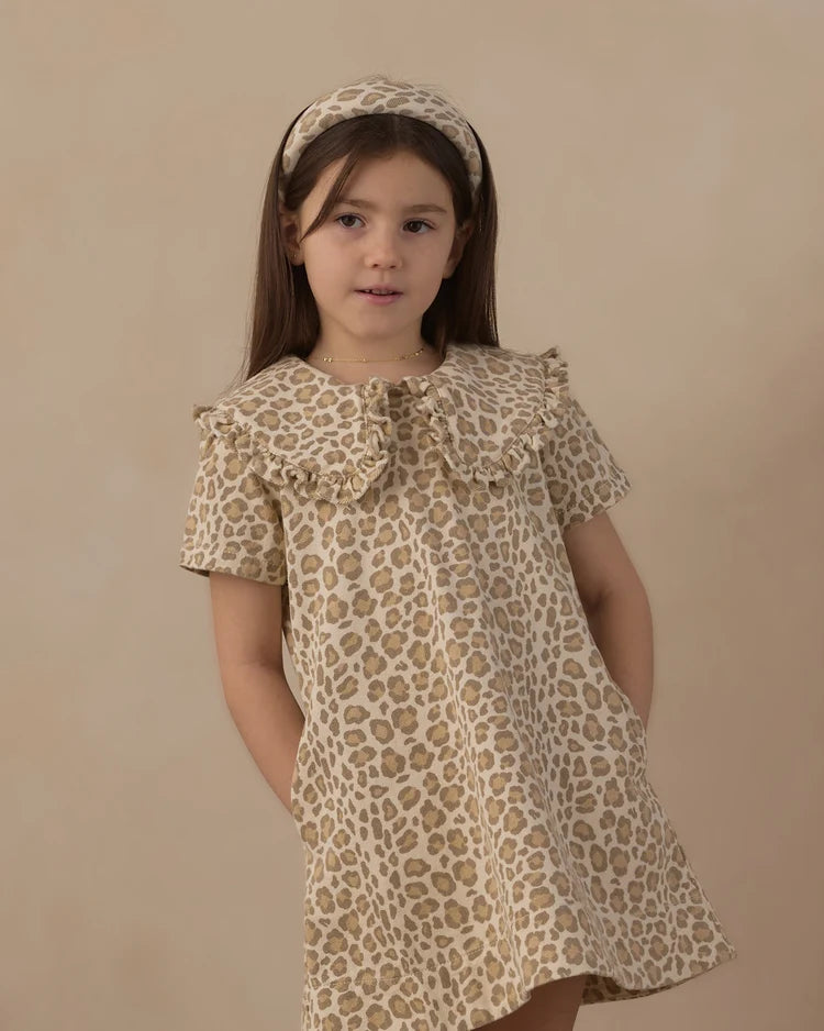 Rylee + Cru Collared Denim Mini Dress, Leopard