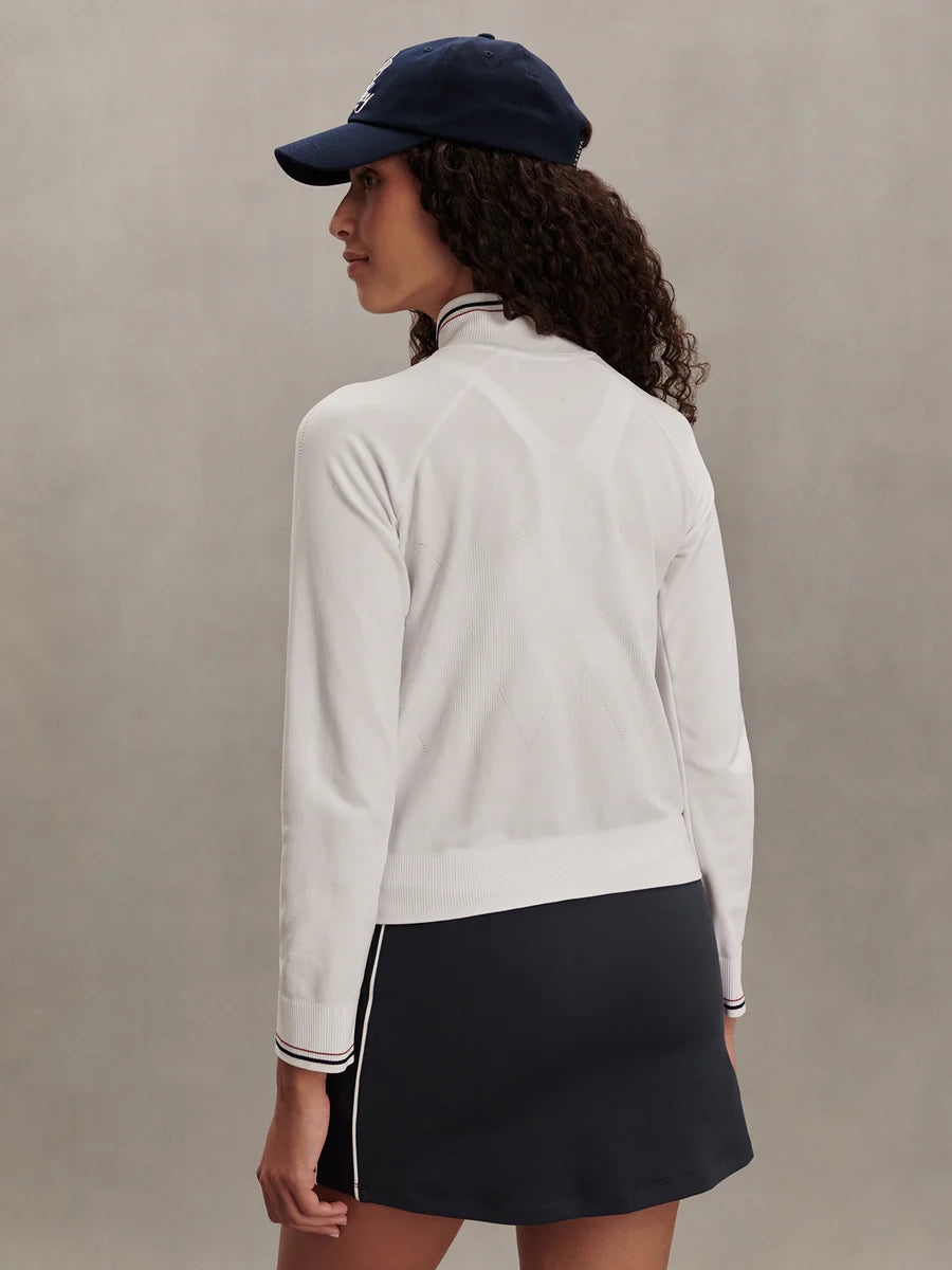 Varley Len Seamless Zip-Through Sweater, White