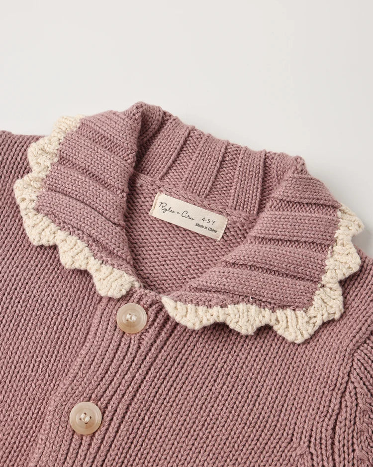 Rylee + Cru Collared Cardigan, Rosewood