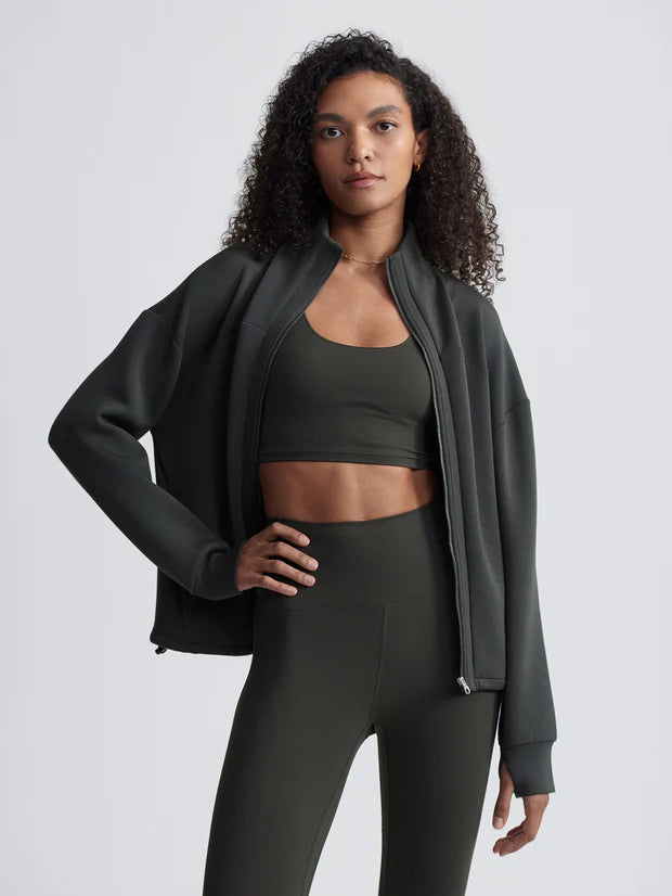 Varley Tayah Zip Through Midlayer, Dark Resin Green