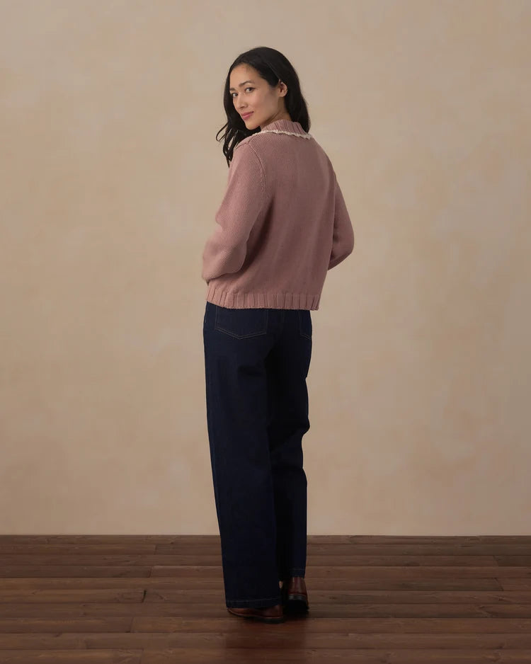 Rylee + Cru Women's Collared Cardigan, Rosewood