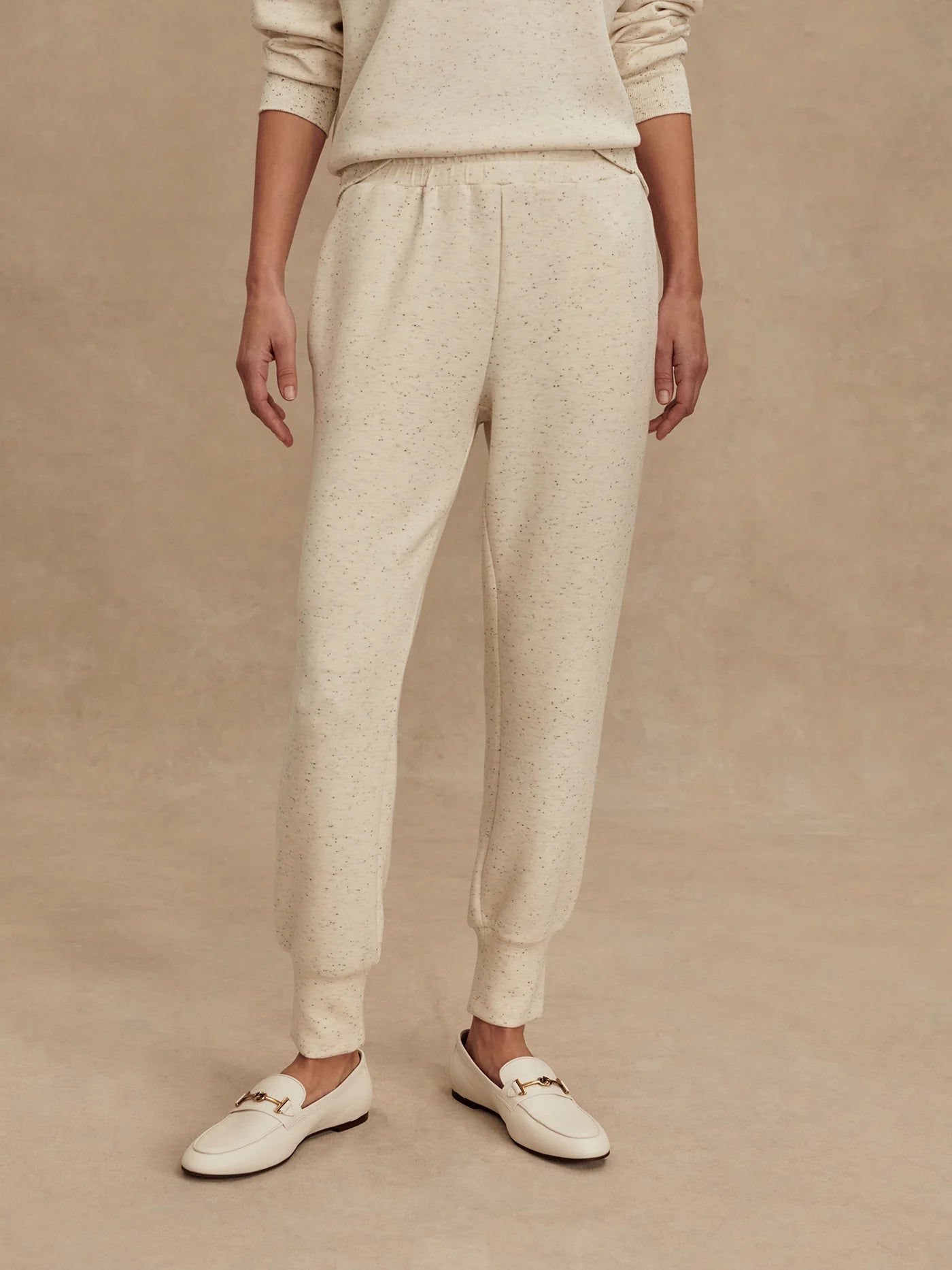 Varley The Slim Cuff Pant 27.5, Ivory Marl Fleck