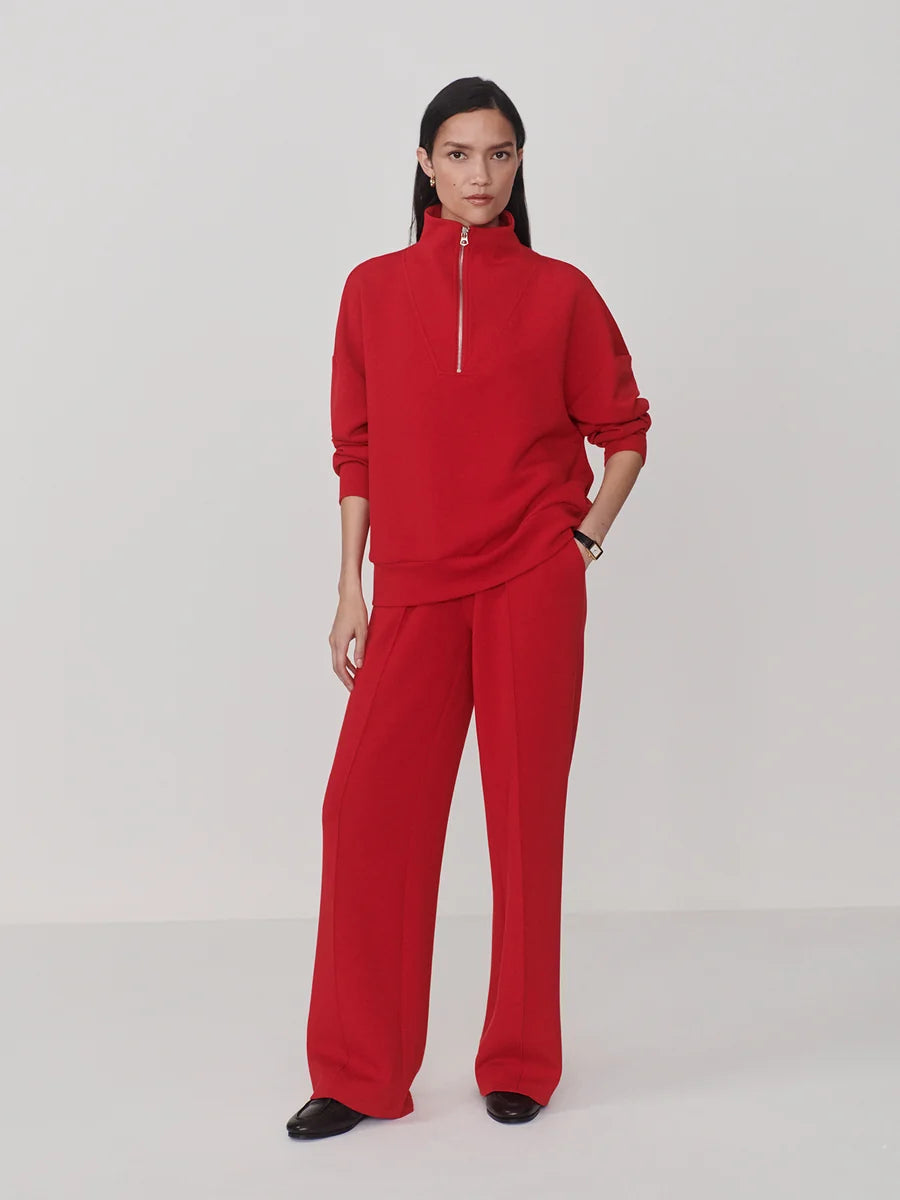Varley Hawley Half Zip Sweat, Red Marl