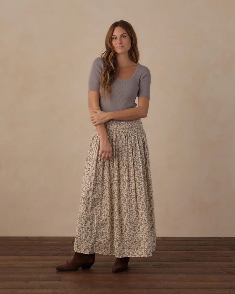 Rylee + Cru Women's Scallop Tee, Dusty Blue