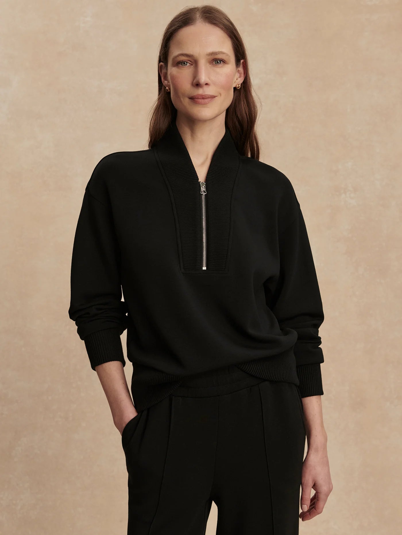 Varley Sally Half Zip Sweat, Black