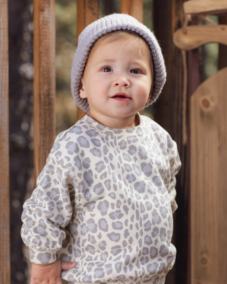 Rylee + Cru Oversized Sweatshirt, Blue Leopard