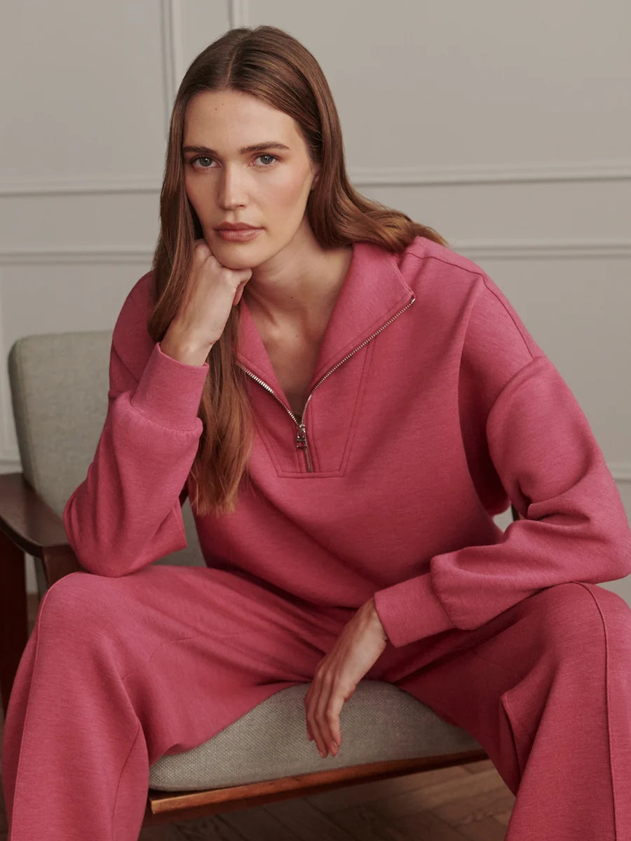 Varley Hawley Half Zip Sweat, Rumba Rose Marl