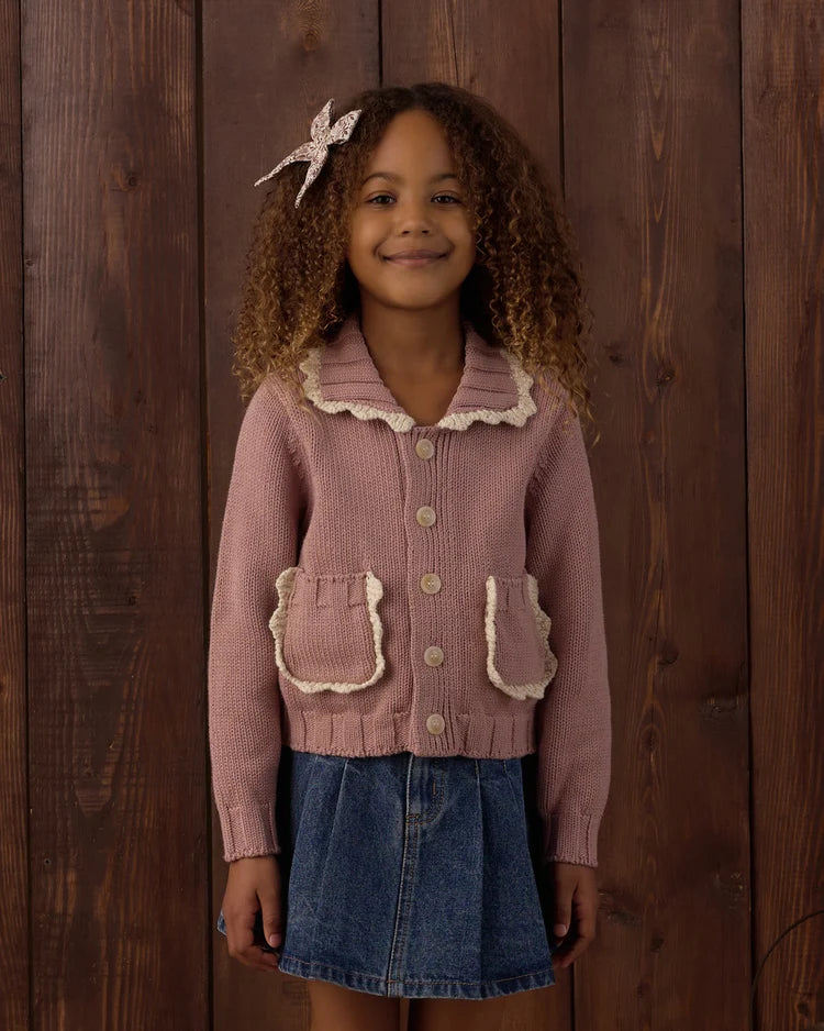 Rylee + Cru Collared Cardigan, Rosewood