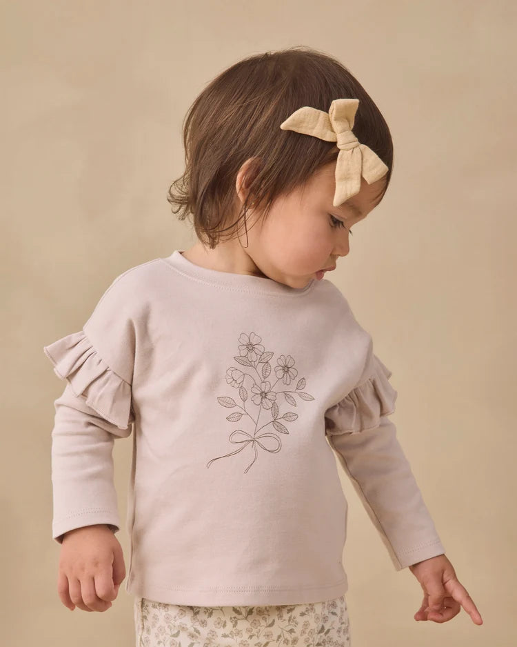 Quincy Mae Ruffle Long Sleeve Tee + Drawstring Pant, Fleur/Floret