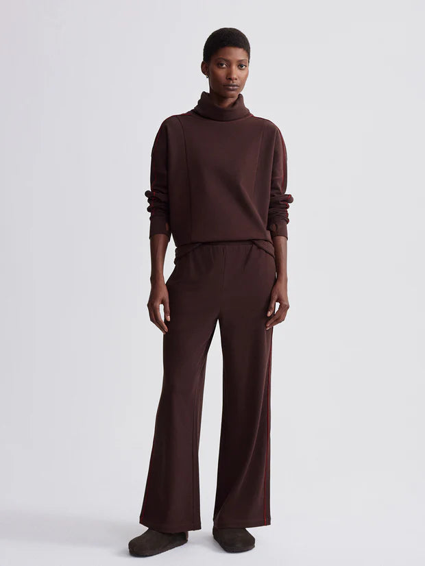 Varley Brushed Rib Wide Leg Pant 30, Red Chocolate Marl/ Red Dahlia