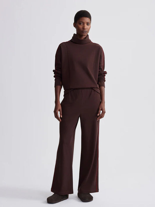 Varley Brushed Rib Wide Leg Pant 30, Red Chocolate Marl/ Red Dahlia