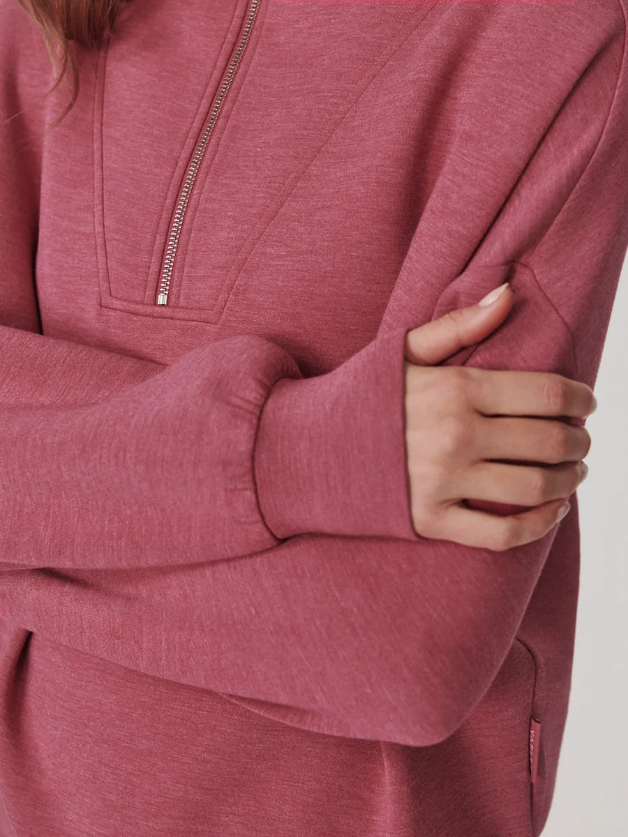 Varley Hawley Half Zip Sweat, Rumba Rose Marl