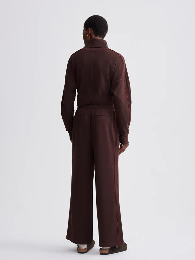 Varley Brushed Rib Wide Leg Pant 30, Red Chocolate Marl/ Red Dahlia