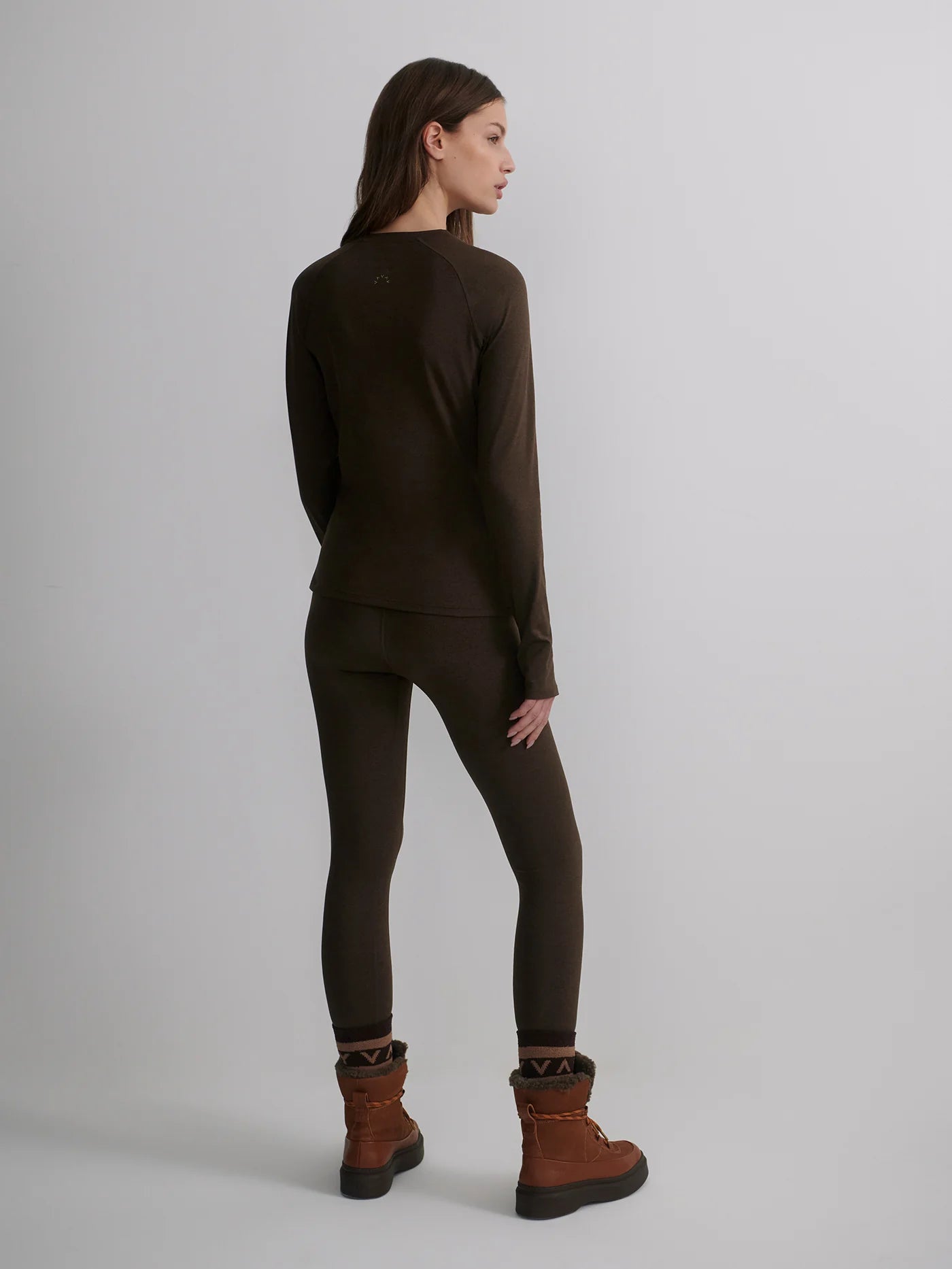 Varley Always Warm Crewneck Base Layer, Deep Chocolate Marl