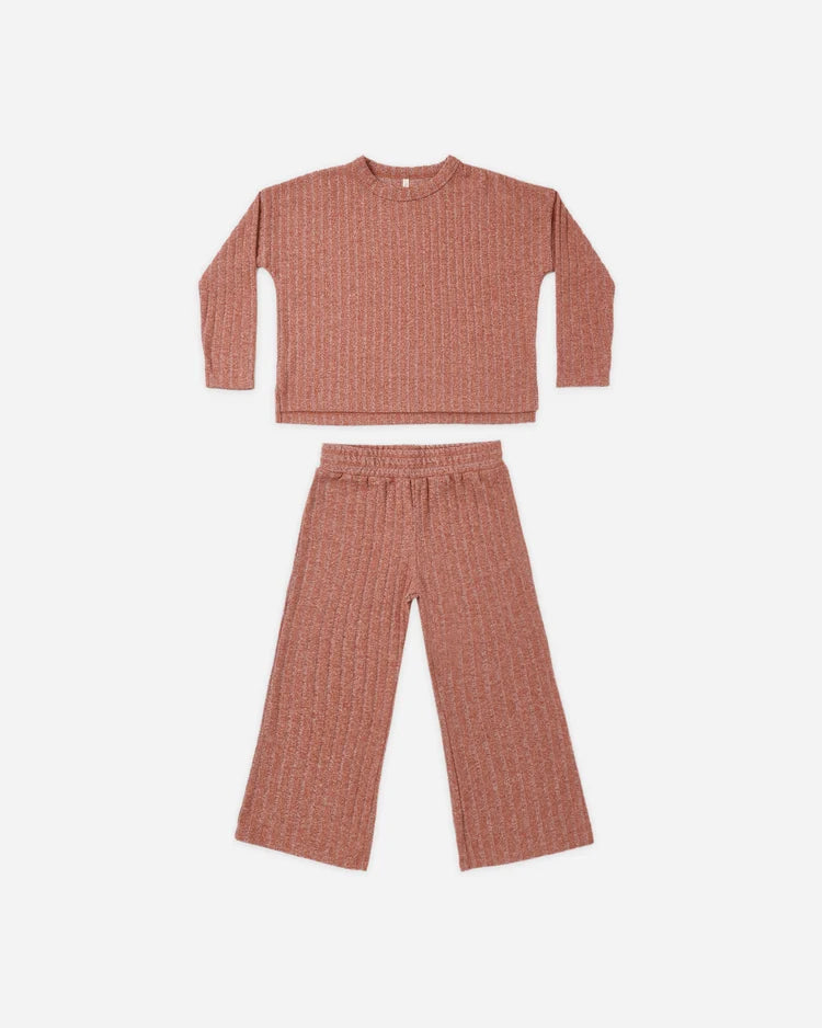 Rylee + Cru Cozy Rib Knit Set, Ruby