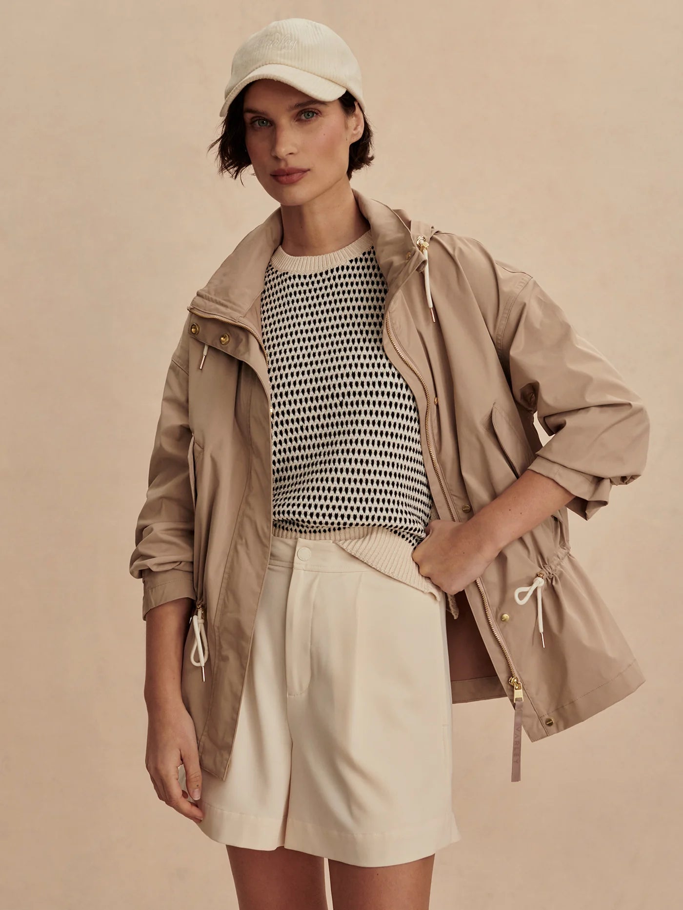 Varley Rema Short Rain Jacket, Light Taupe