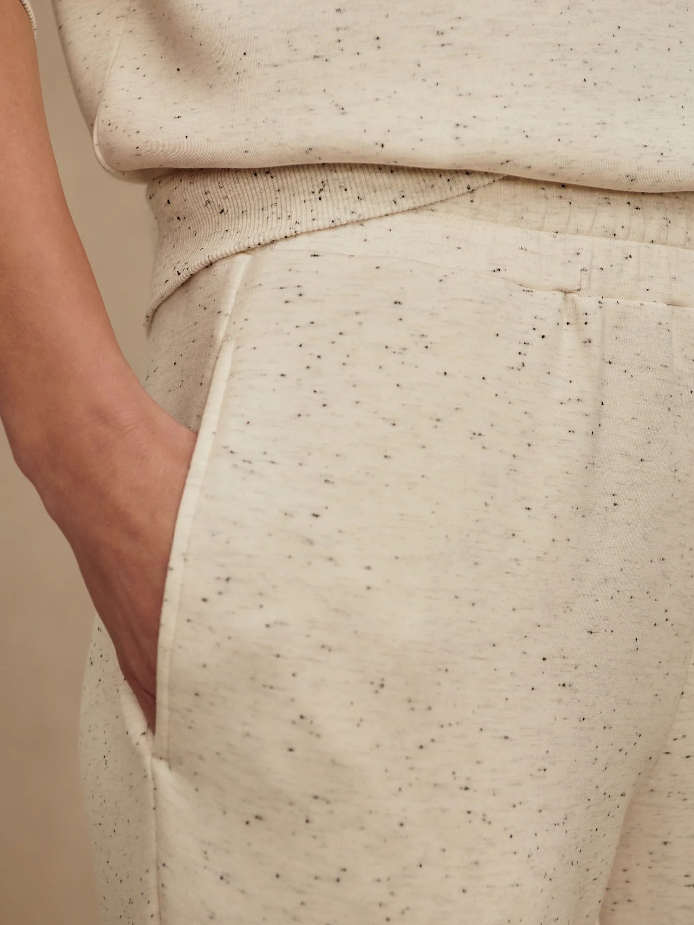 Varley The Slim Cuff Pant 27.5, Ivory Marl Fleck