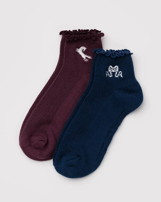 Baggu Lettuce Edge Sock Set of Two - Multiple Options