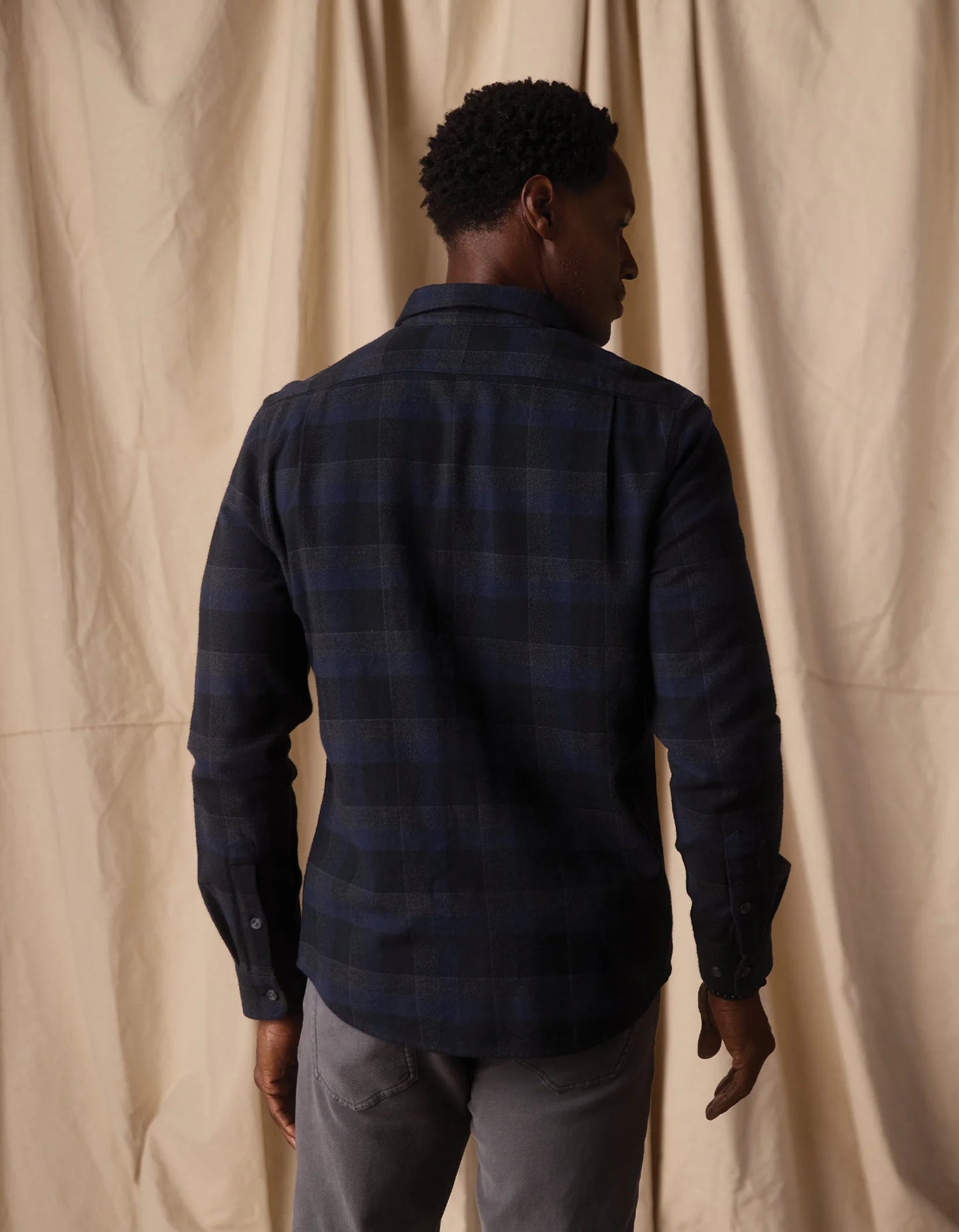 The Normal Brand Men's Louis Heavyweight Flannel Overshirt, Midnight Plaid