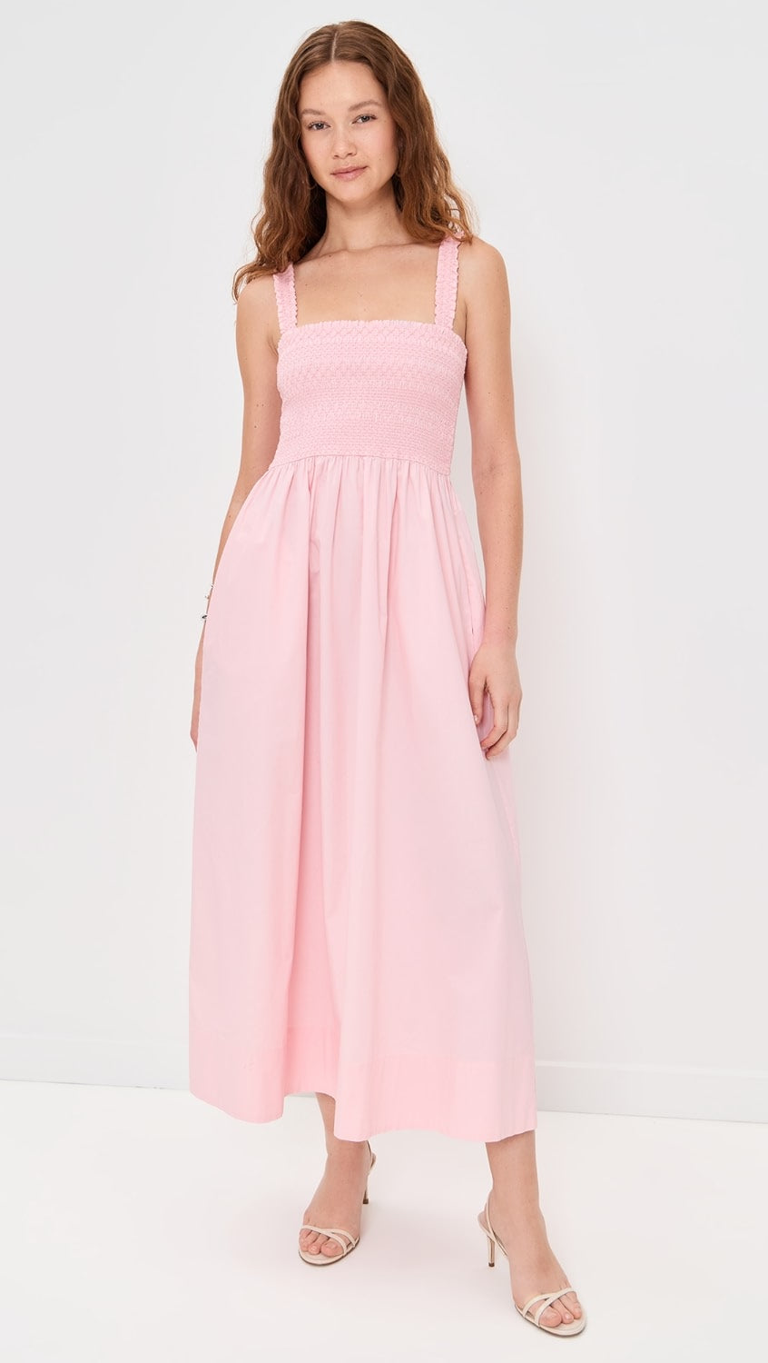Pistola Genevieve Smocked Embroidered Bodice Dress, Pink Salt