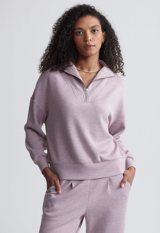 Varley Hawley Half Zip Sweat, Mauve Marl