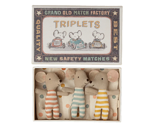 Maileg Triplets - Baby Mice in Matchbox